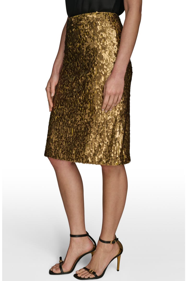 Sequin Pencil Skirt, Alternate, color, GOLD