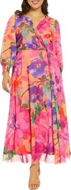 London Times Bishop Sleeve Maxi Dress