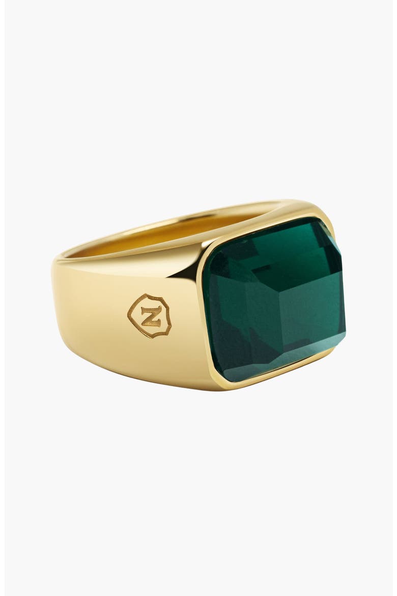 Green Zircon Signet Ring, Alternate, color, Gold / Green Zircon