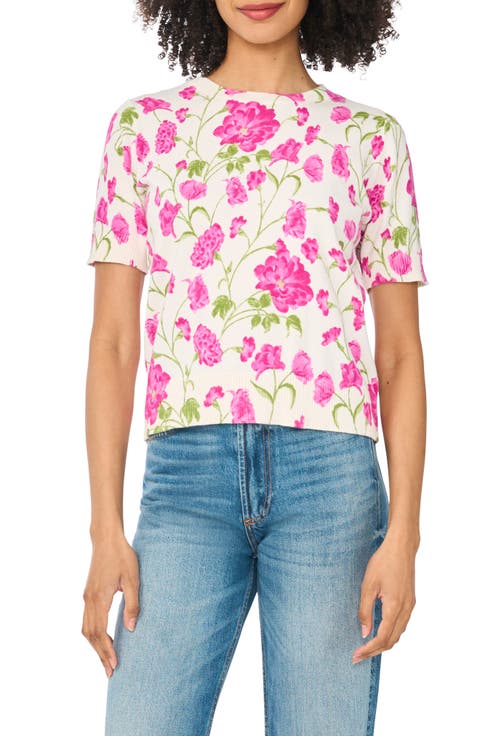 Printed Short Sleeve Cotton Sweater