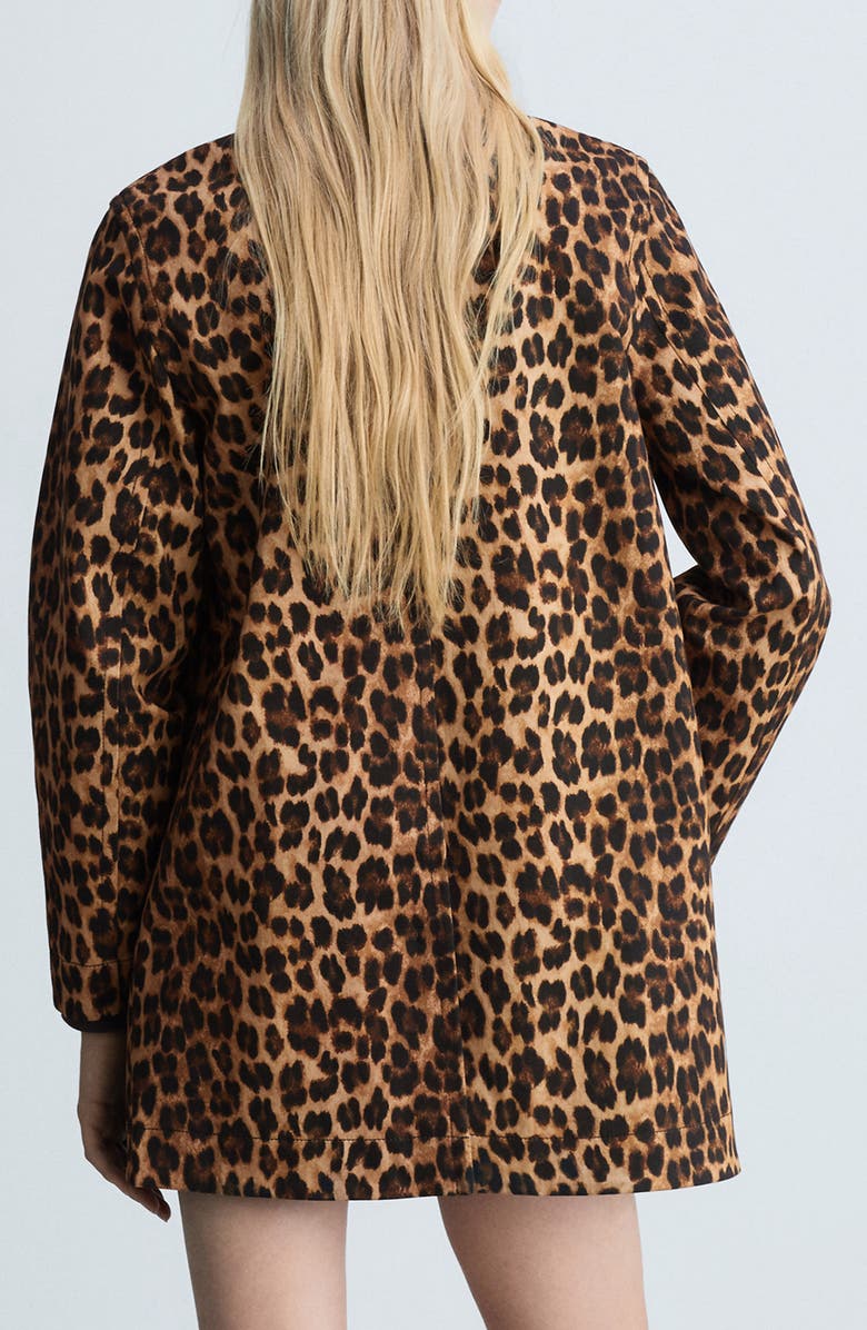 MANGO Leopard Print Stretch Cotton Coat, Alternate, color, 