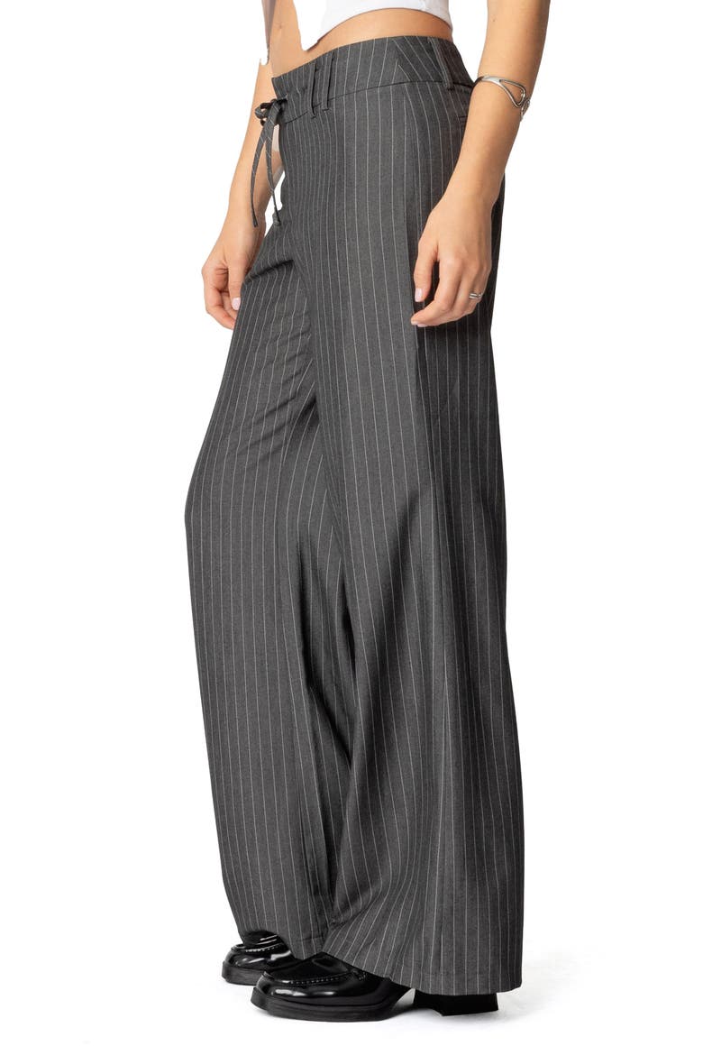 Mayla Pinstripe Drawstring Wide Leg Pants, Alternate, color, GRAY