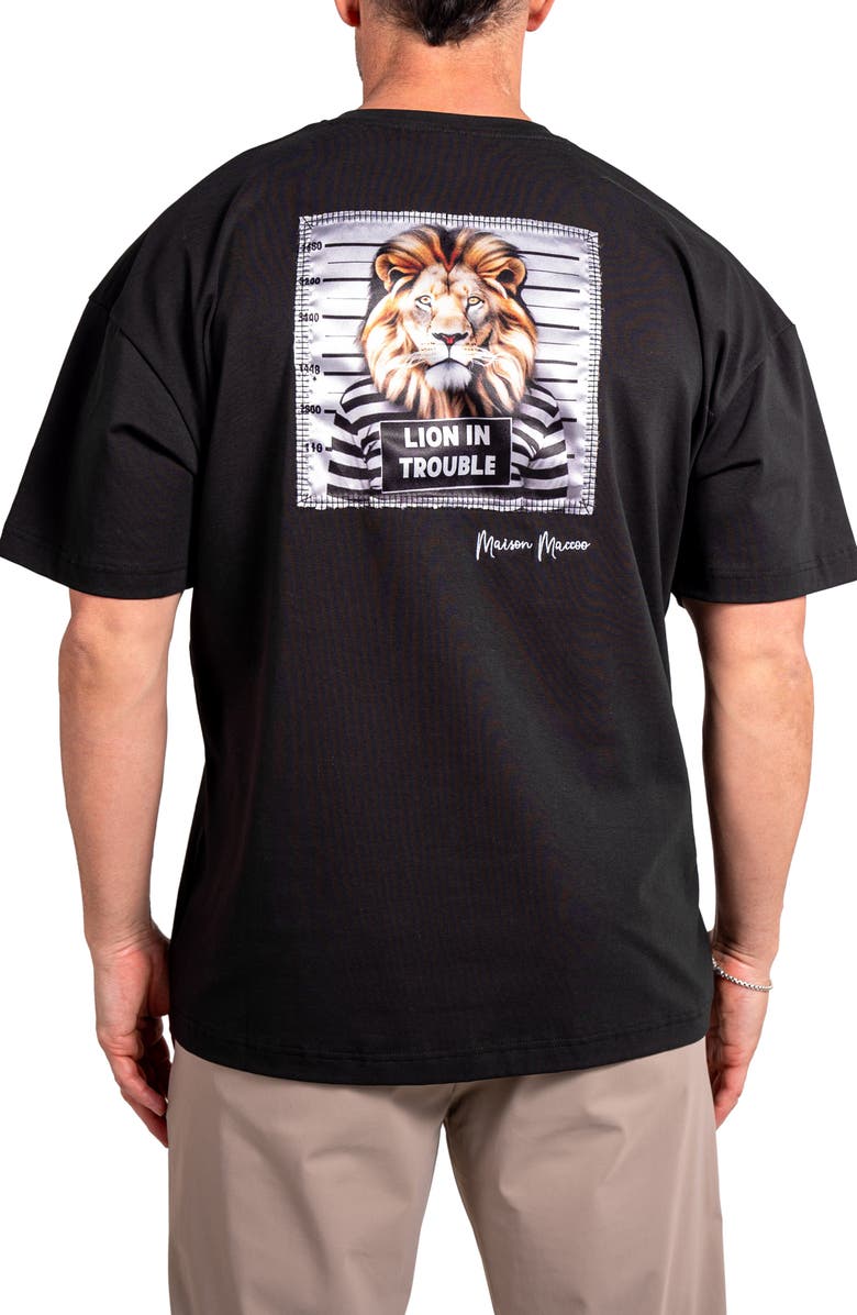 Maceoo Ascension Trouble Appliqué Cotton Graphic T-Shirt, Alternate, color, Black