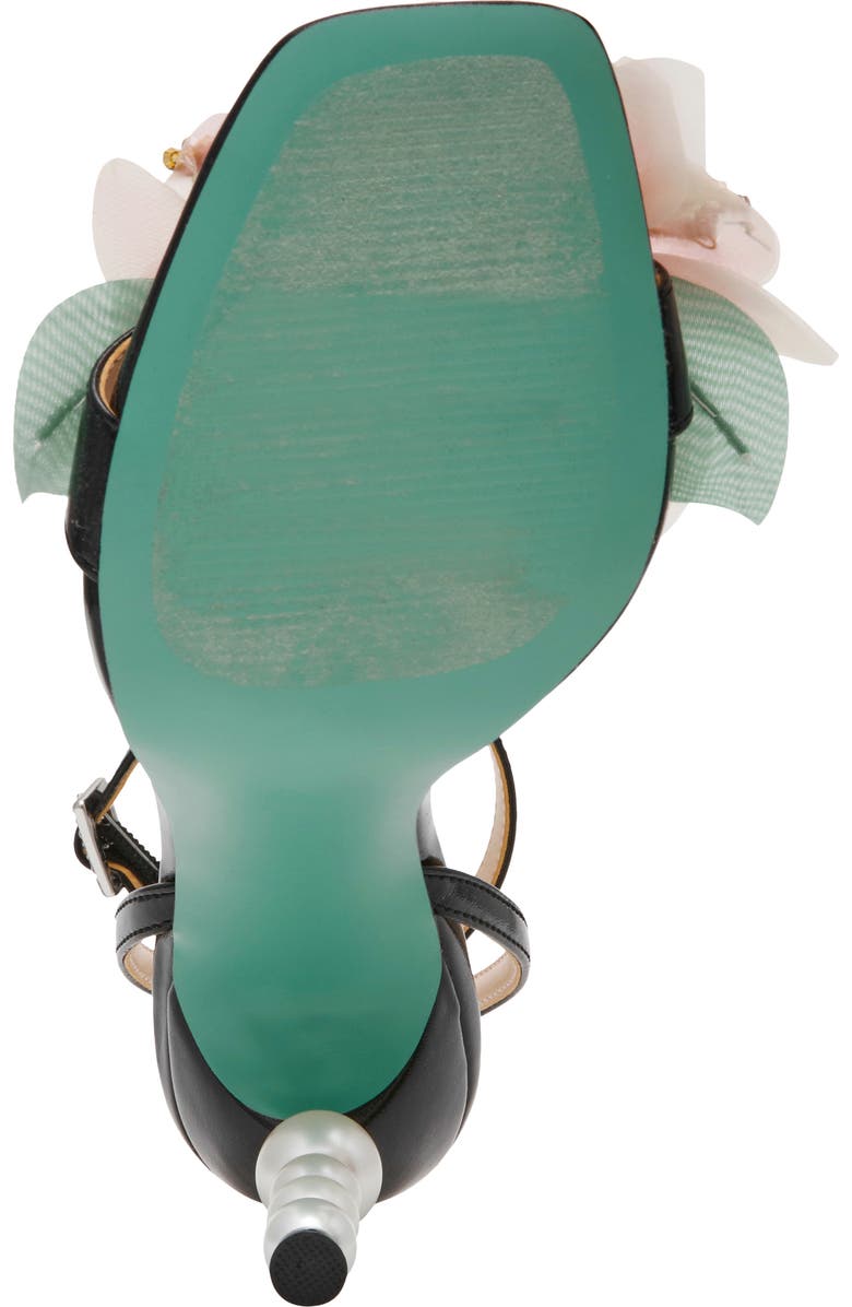 Betsey Johnson Kasie Beade Flower Ankle Strap Sandal, Alternate, color, Black