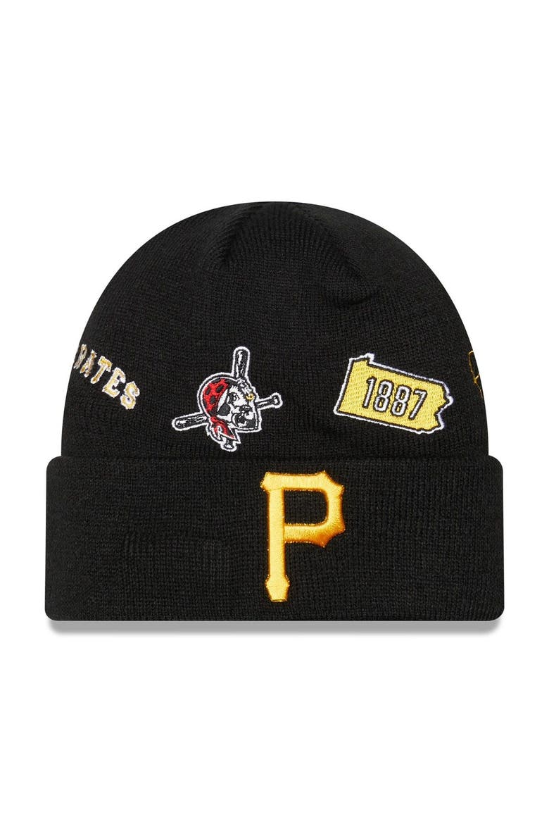 Men's New Era Black Pittsburgh Pirates Identity Cuffed Knit Hat, Main, color, Black
