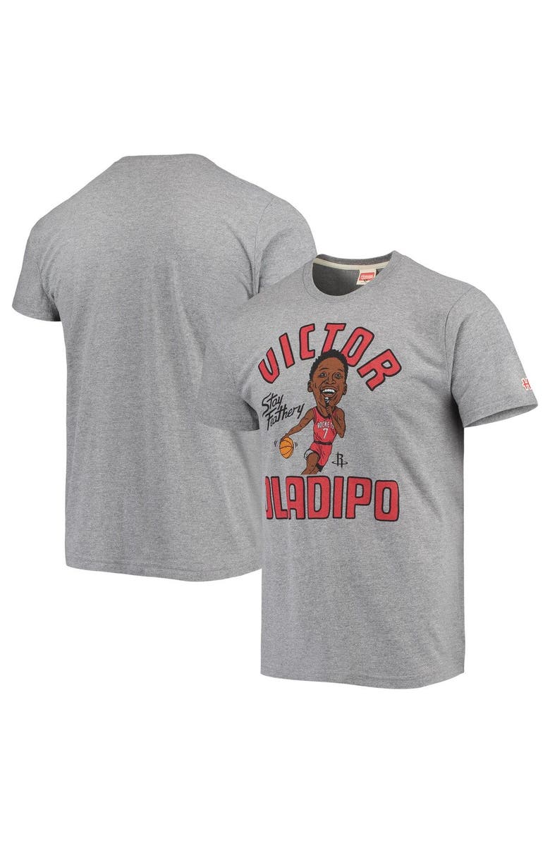 Homage Men's Homage Victor Oladipo Heathered Charcoal Houston Rockets Caricature Tri-Blend T-Shirt, Main, color,
