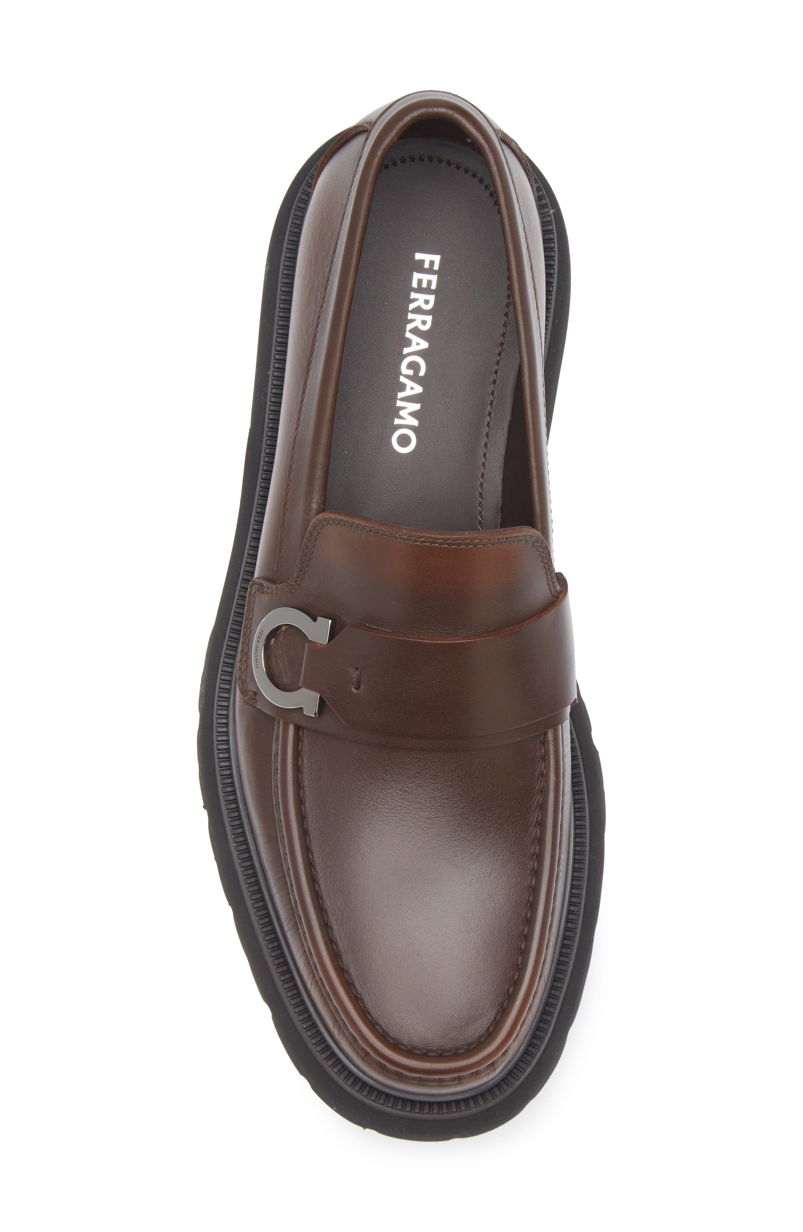 FERRAGAMO Andover Gancini Lug Sole Loafer, Alternate, color, Midbrown/ Hickory T.moro