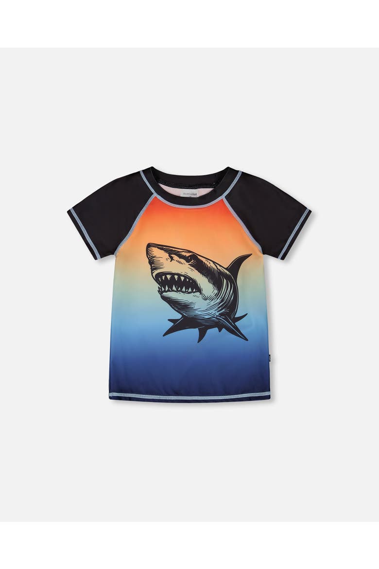 Short Sleeve Shark Gradient Rashguard, Main, color, Blue and Orange Gradient