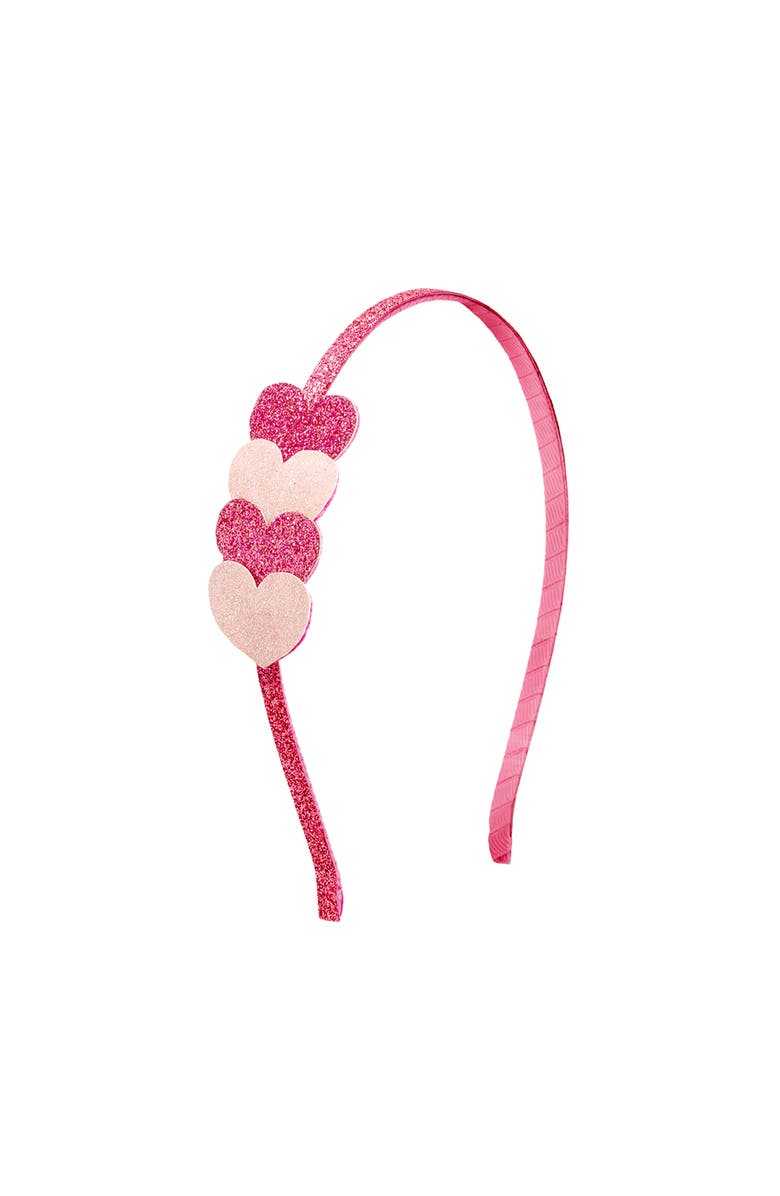 Sweet Wink Pink Sparkle Hearts Valentine's Day Headband, Main, color, Pink