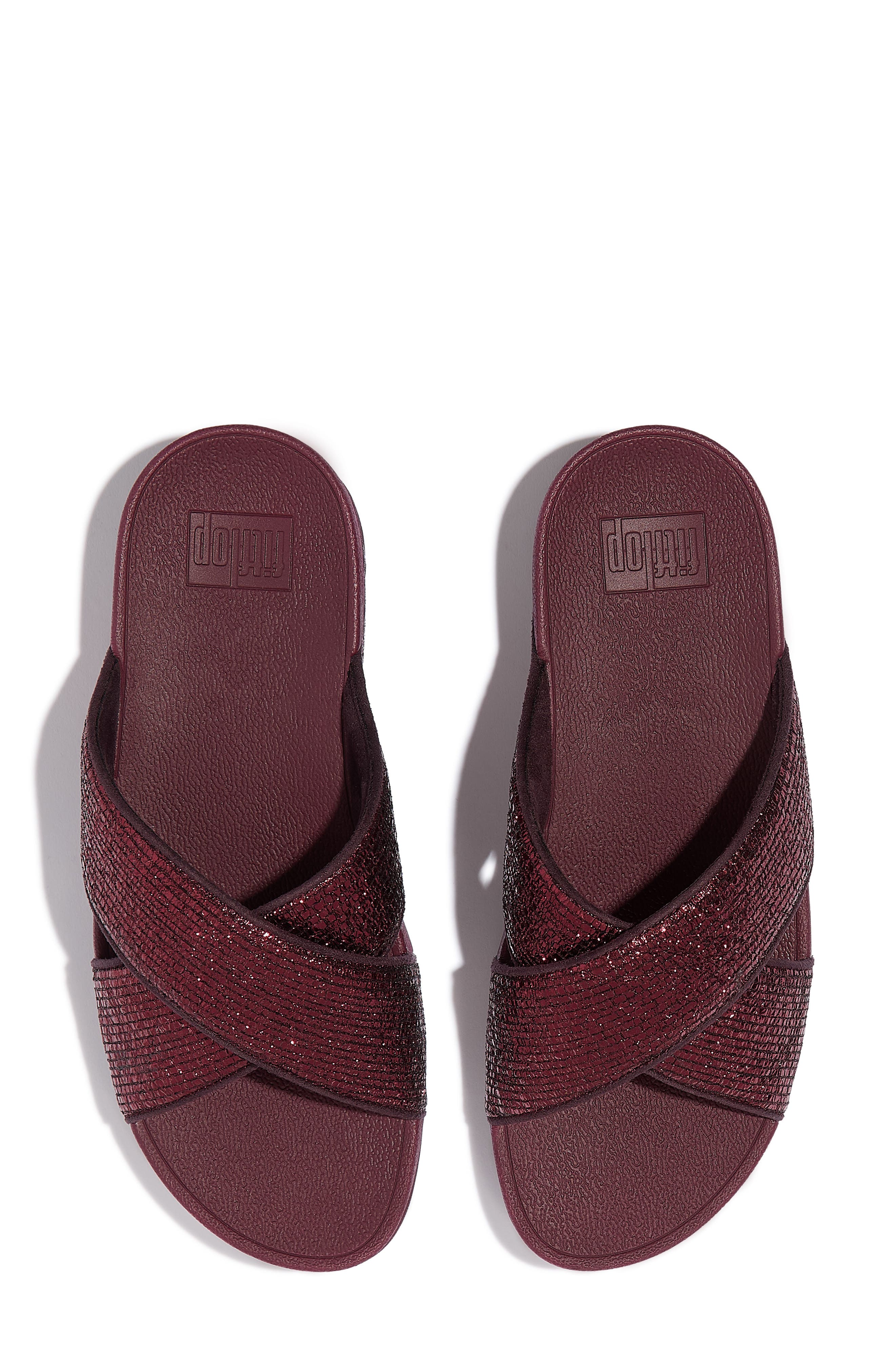 FitFlop Lulu Crinkled Shimmer Sandal, Alternate, color, Metallic Plumberry