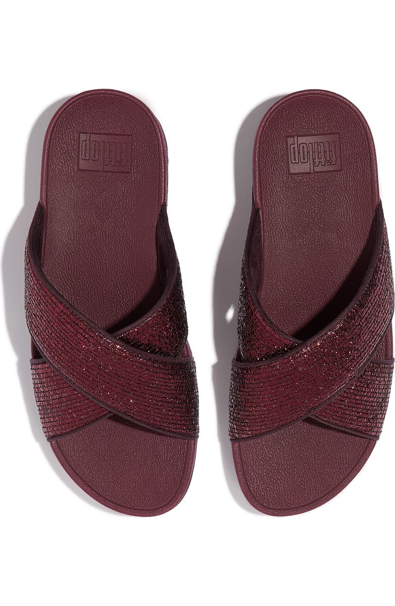FitFlop Lulu Crinkled Shimmer Sandal, Alternate, color, Metallic Plumberry