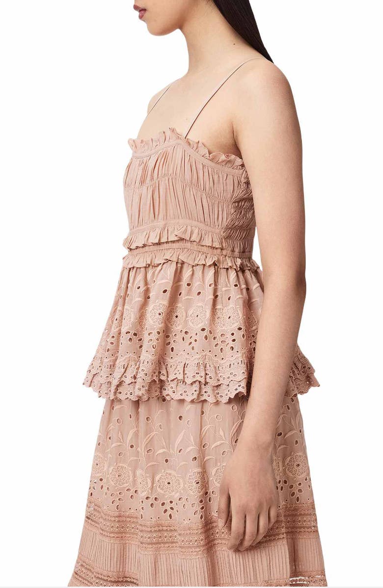 AllSaints Camille Ruffle Eyelet Top, Alternate, color, Plaster Pink