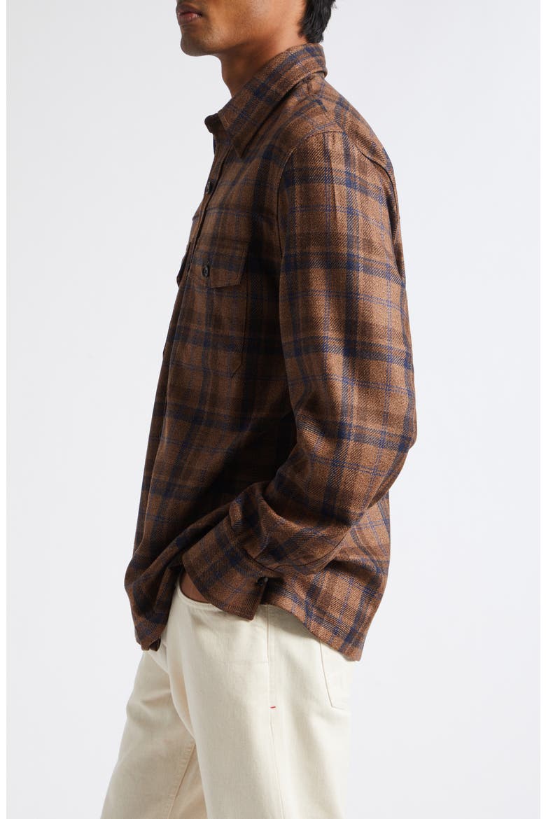 Plaid Wool & Silk Tweed Overshirt, Alternate, color, MEDIUM BRO 420