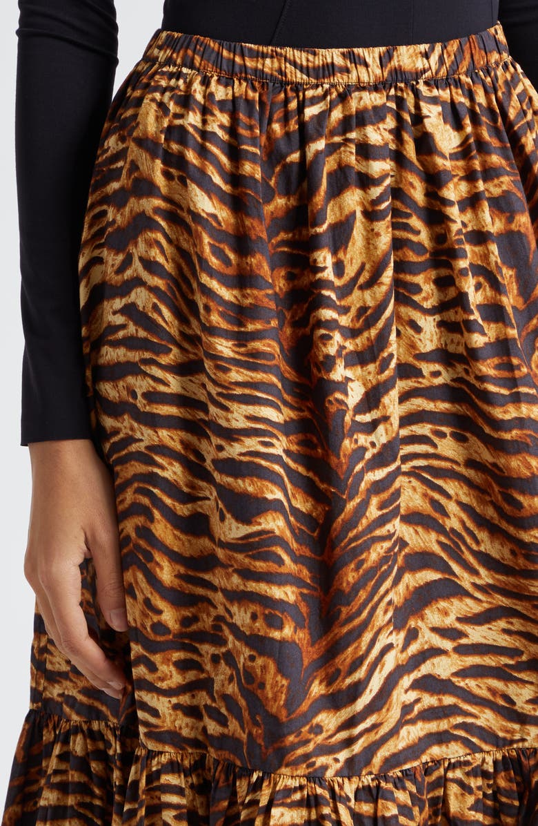 Ganni Tiered Organic Cotton Maxi Skirt, Alternate, color,