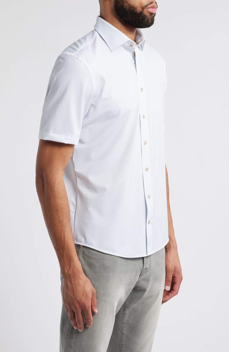 johnnie-O Spielman Hangin' Out Short Sleeve Knit Button-Up Shirt, Alternate, color, White