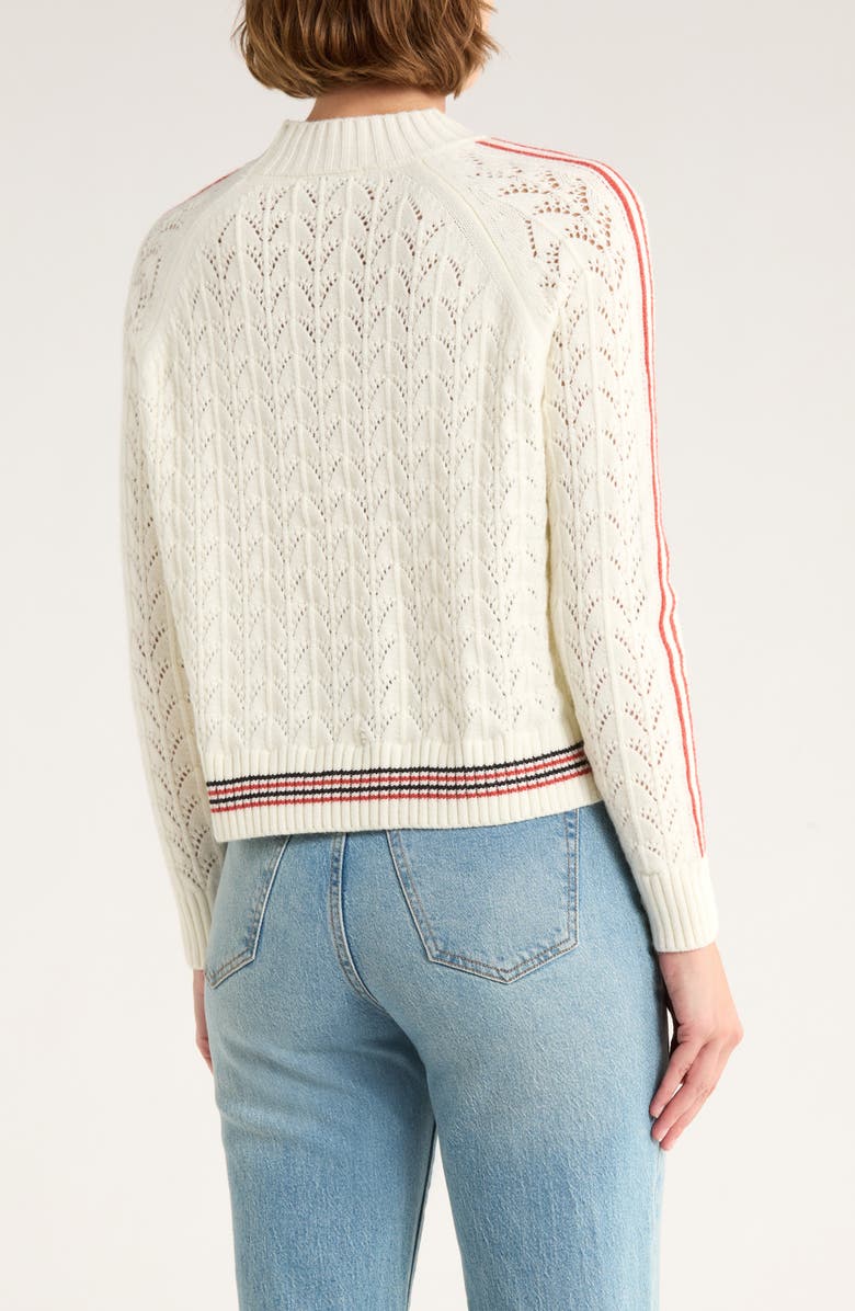 Vigoss Tipped Cricket Cable Sweater, Alternate, color, Creme