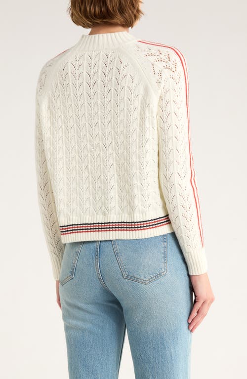 Vigoss Tipped Cricket Cable Sweater In White