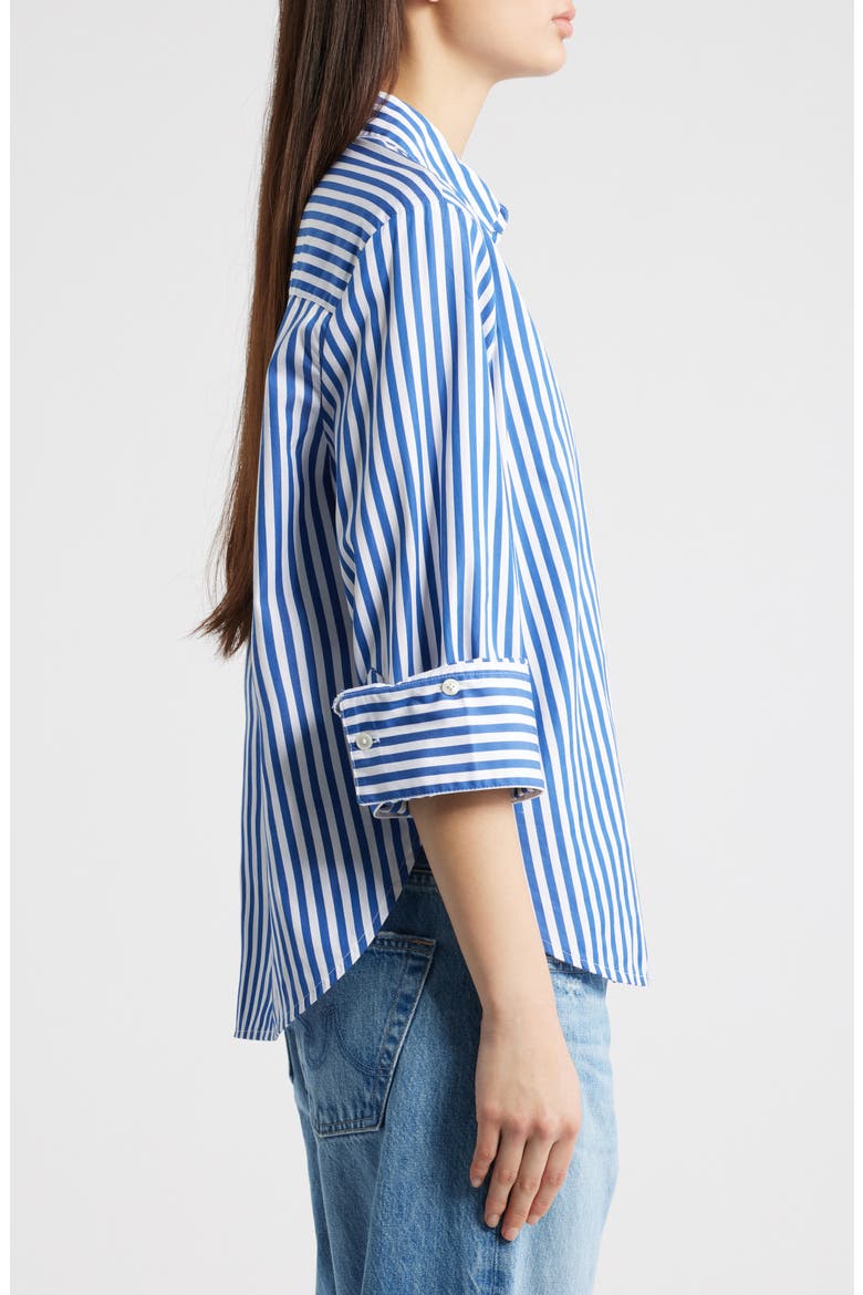 The Signature Y-Neck Shirt in Poplin, Alternate, color, FRENCH BLUE