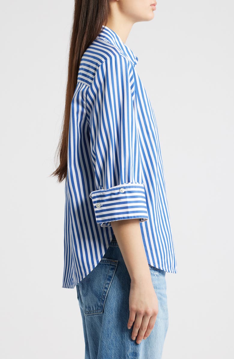 Madewell The Signature Y-Neck Shirt in Poplin, Alternate, color, French Blue