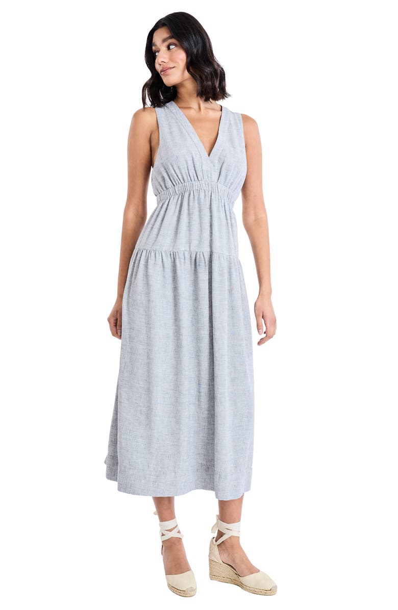 The Good Journey V-Neck Back Cutout Midi Dress, Alternate, color, Pewter