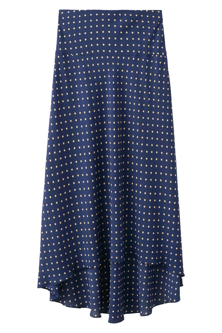 Flippy Polka Dot High-Low Skirt, Alternate, color, NAVY