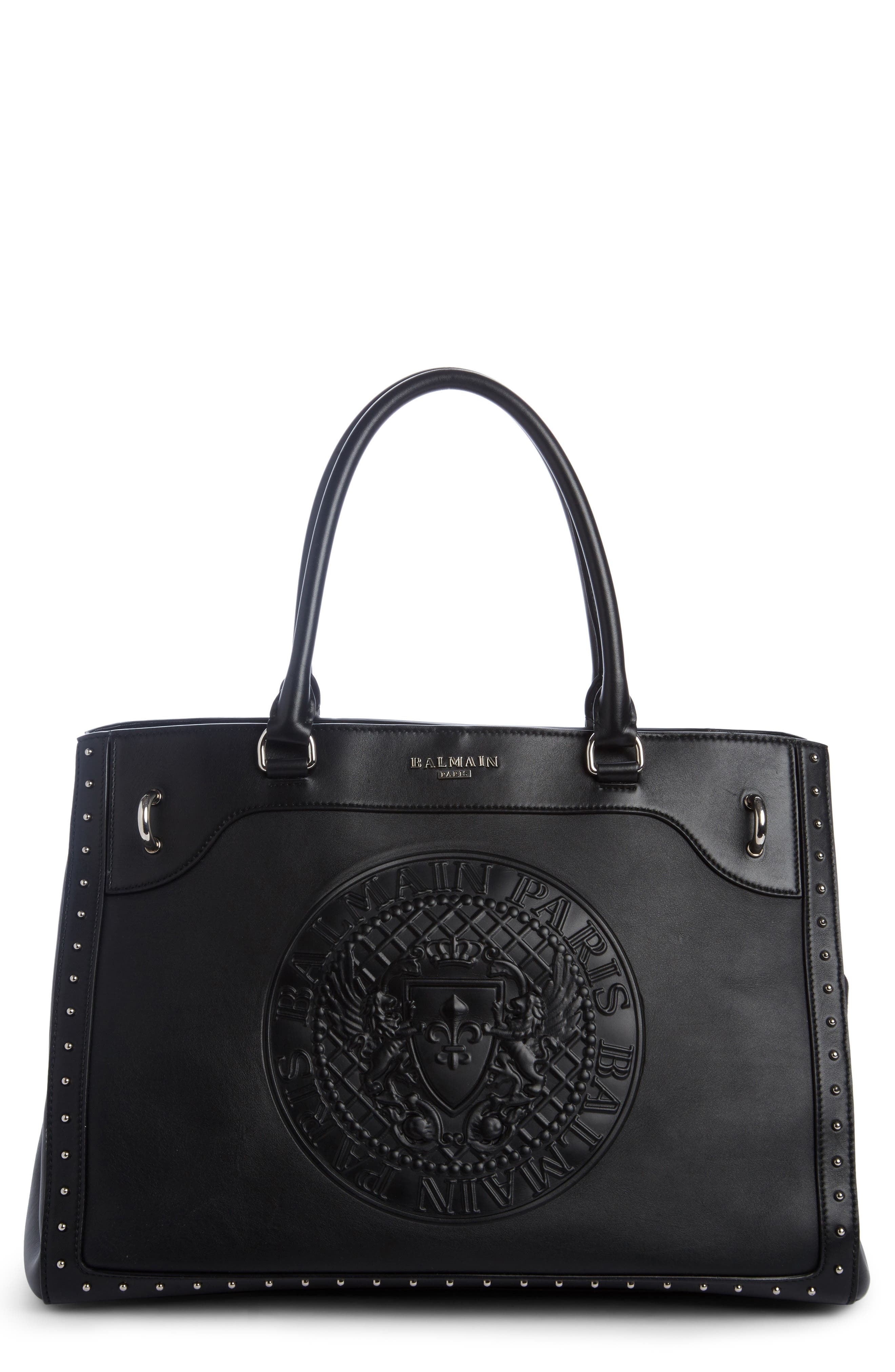 Balmain Renaissance Leather Tote, Main, color, 