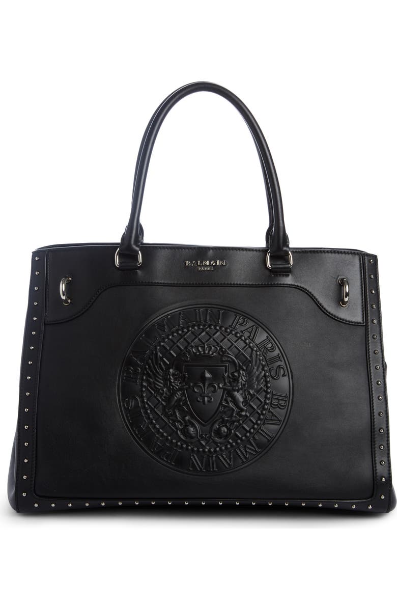 Balmain Renaissance Leather Tote, Main, color,