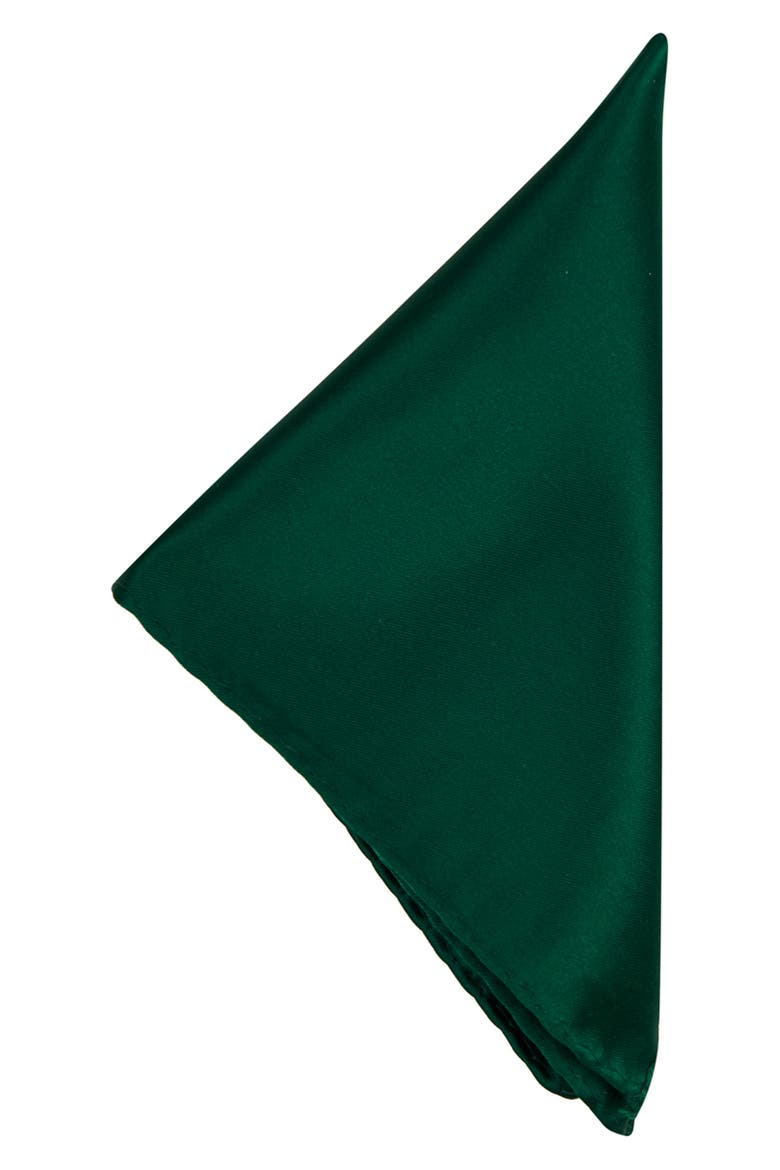 Men's Solid Satin Pocket Square, Alternate, color, EMERALD