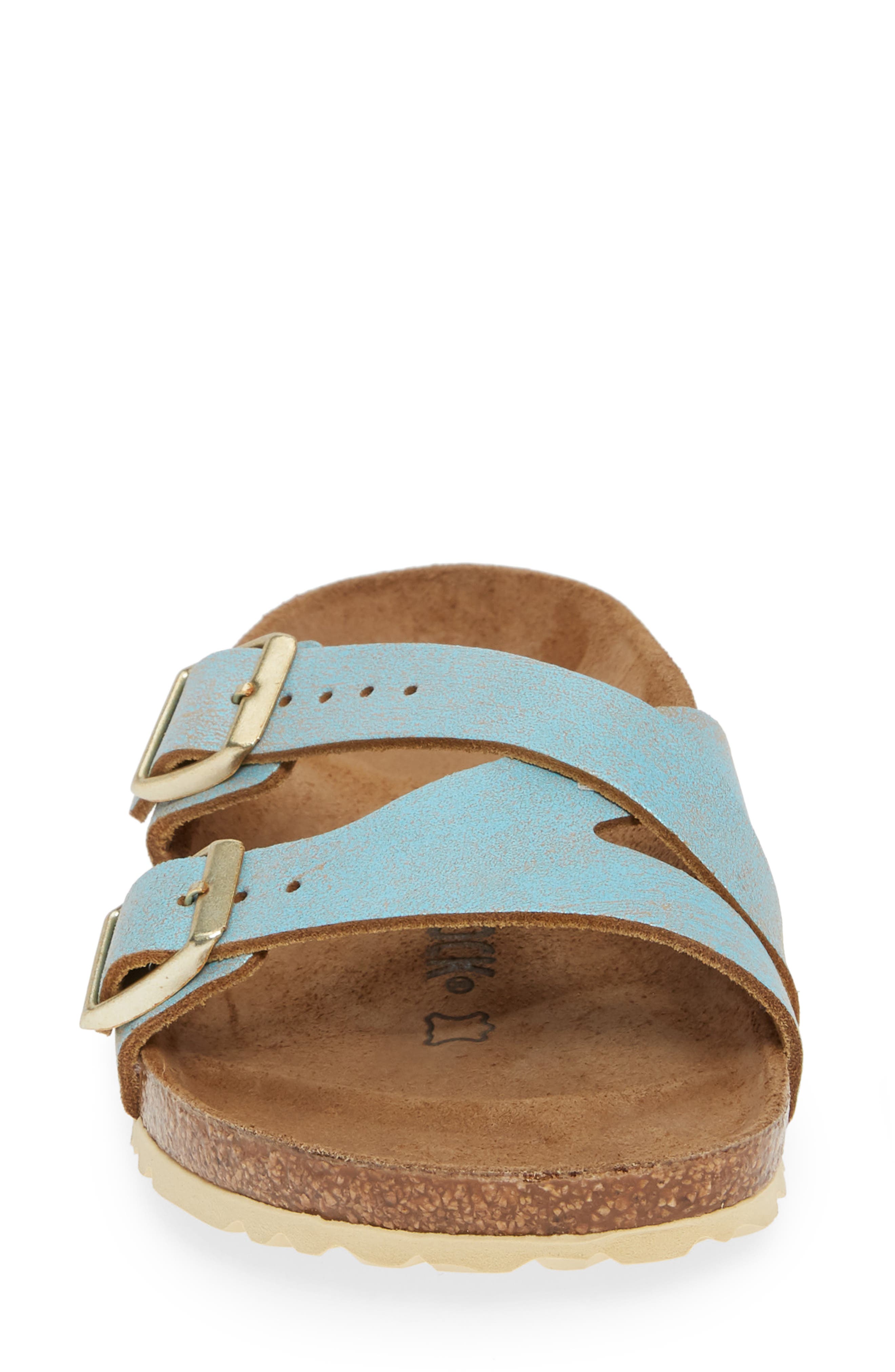 Yao Metallic Slide Sandal, Alternate, color, WASHED METALLIC AQUA LEATHER
