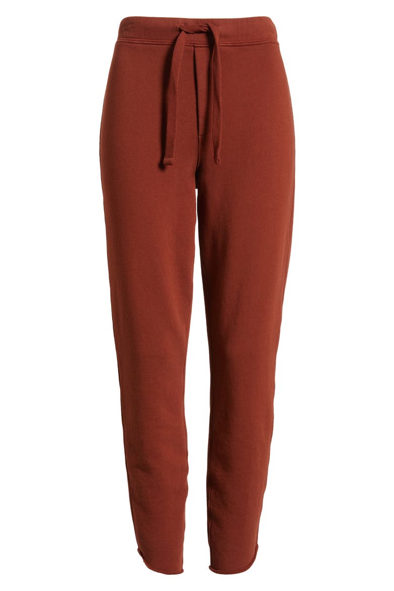 Christine Raw Tulip Hem Cotton Fleece Joggers, Alternate, color, REDWOOD