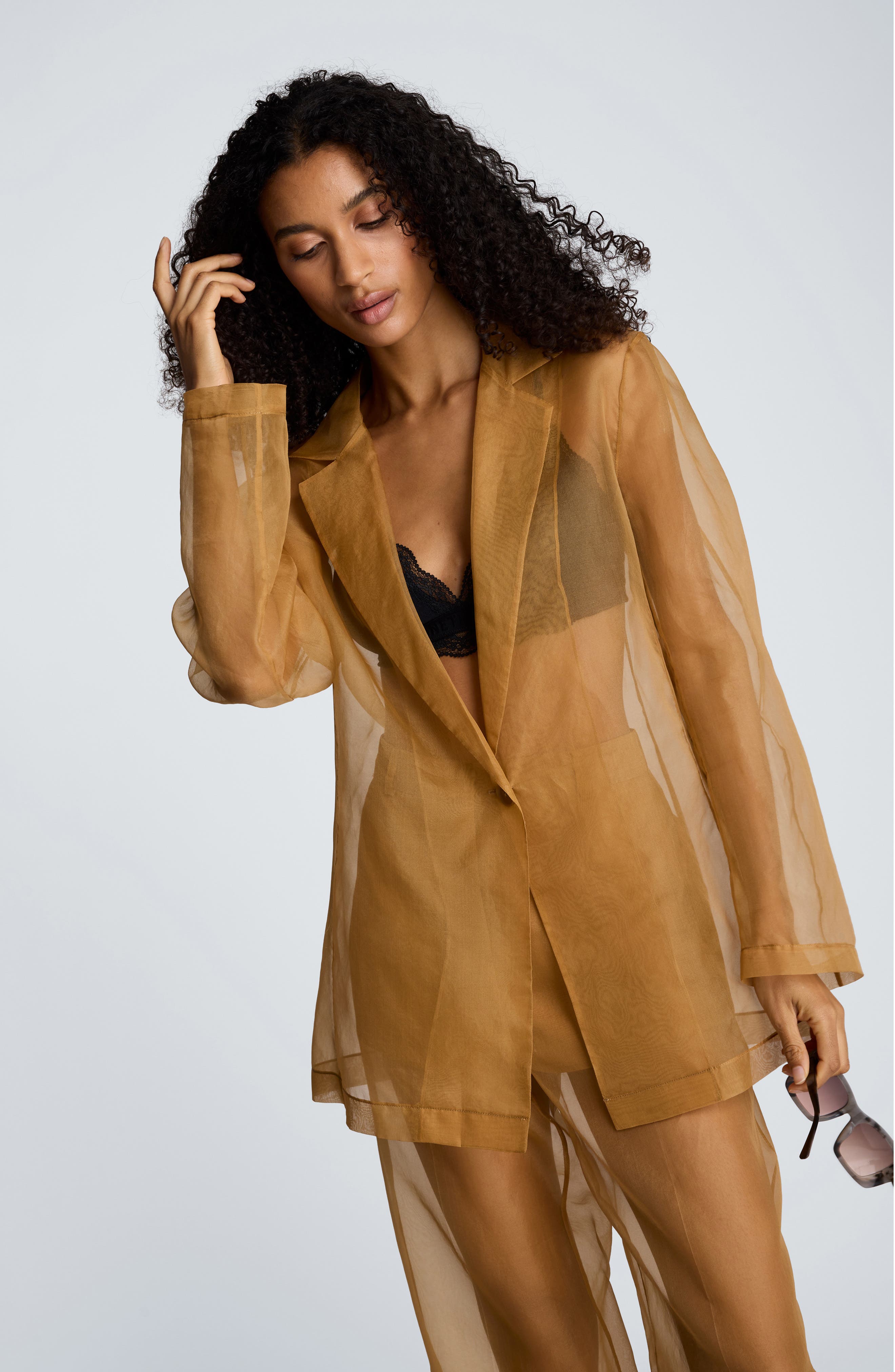 One-Button Sheer Jacket (Women) | Nordstromrack