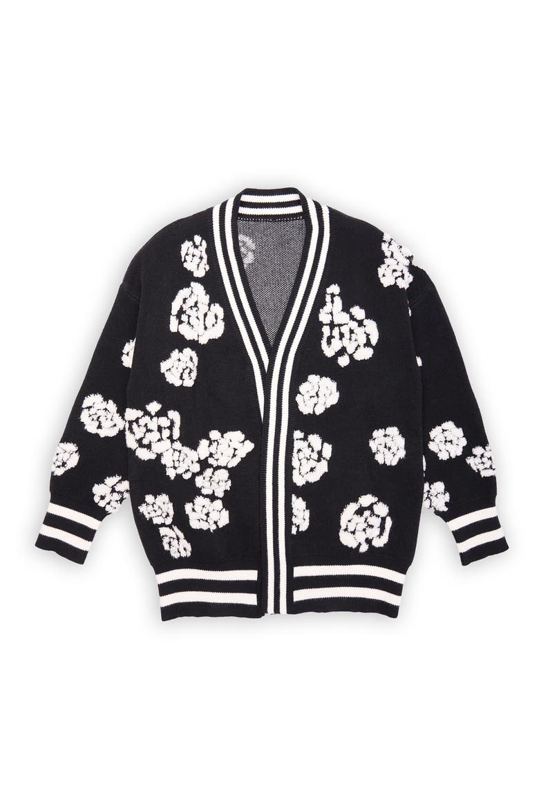 Abstract Rose Cardigan, Alternate, color, BLACK
