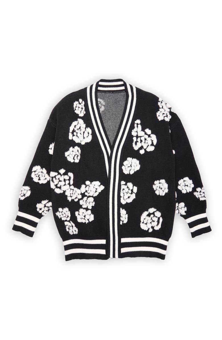 SAACHI Abstract Rose Cardigan, Alternate, color, Black