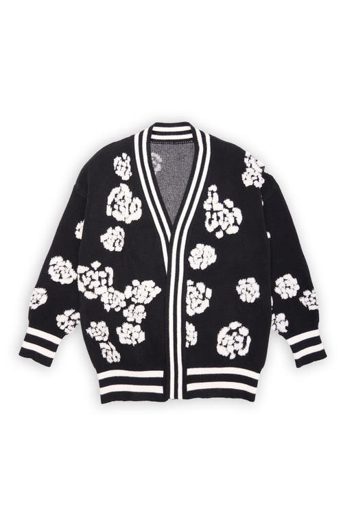 Saachi Abstract Rose Cardigan In Brown