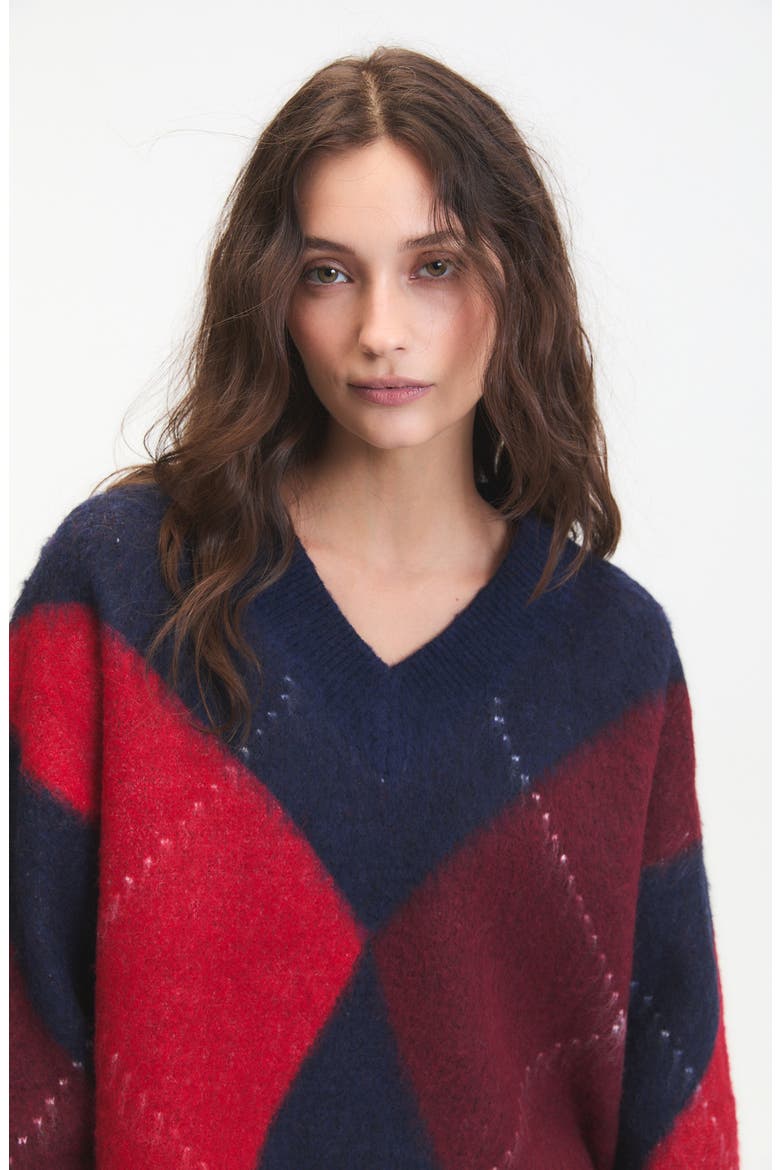 Micah V-Neck Sweater, Alternate, color, NAVY
