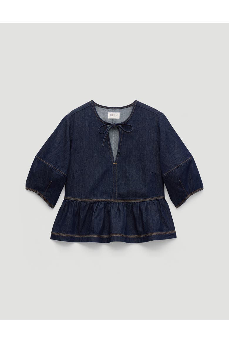 Betty Barrel Sleeve Denim Top, Alternate, color, Rinse Wash
