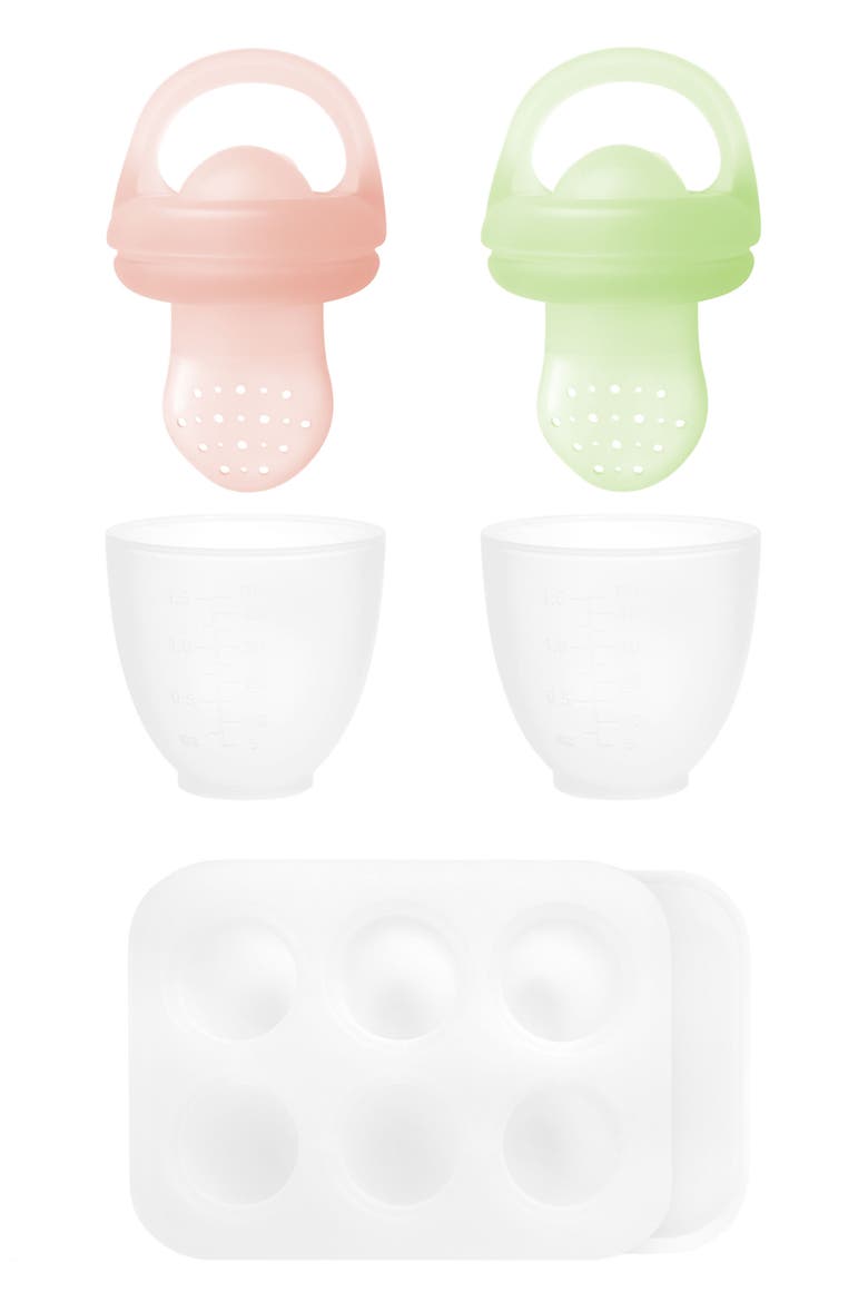 5-Piece Infant Solid Starts Feeder Set, Main, color, KIWI/ CORAL
