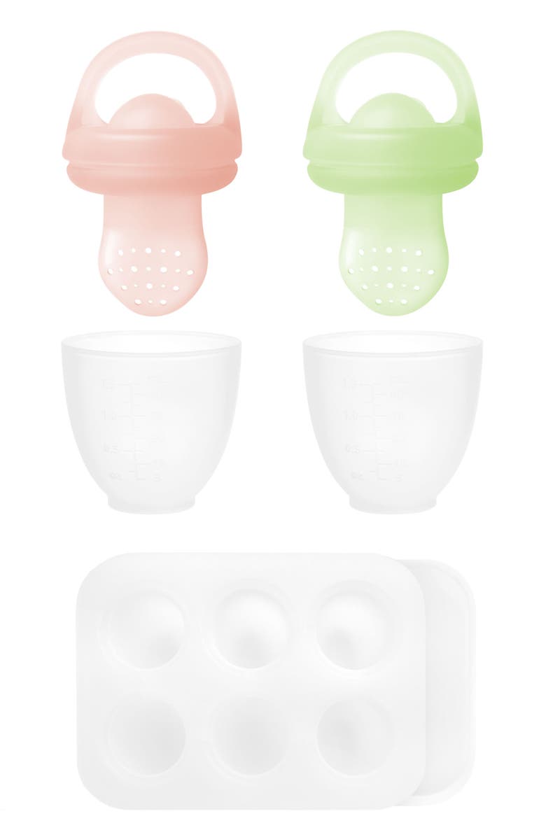 Olababy 5-Piece Infant Solid Starts Feeder Set, Main, color, Kiwi/ Coral