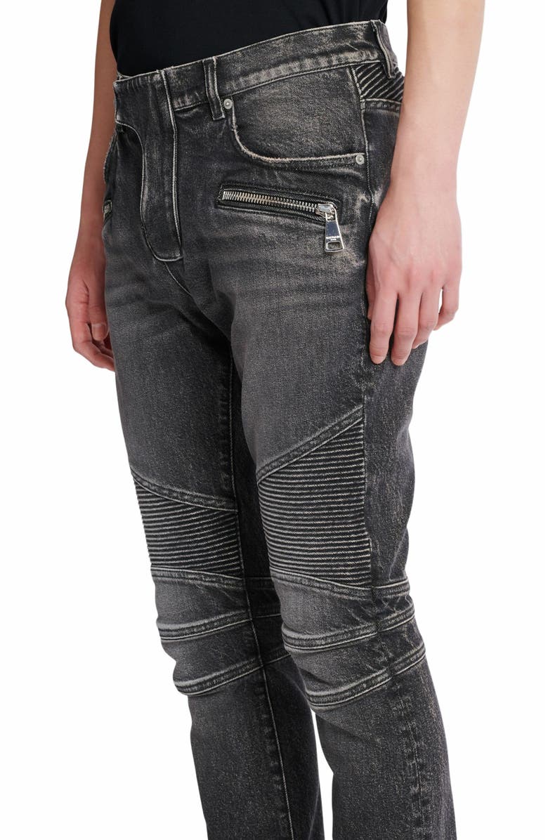 Balmain Slim-Fit Biker Trousers In Denim, Alternate, color, 