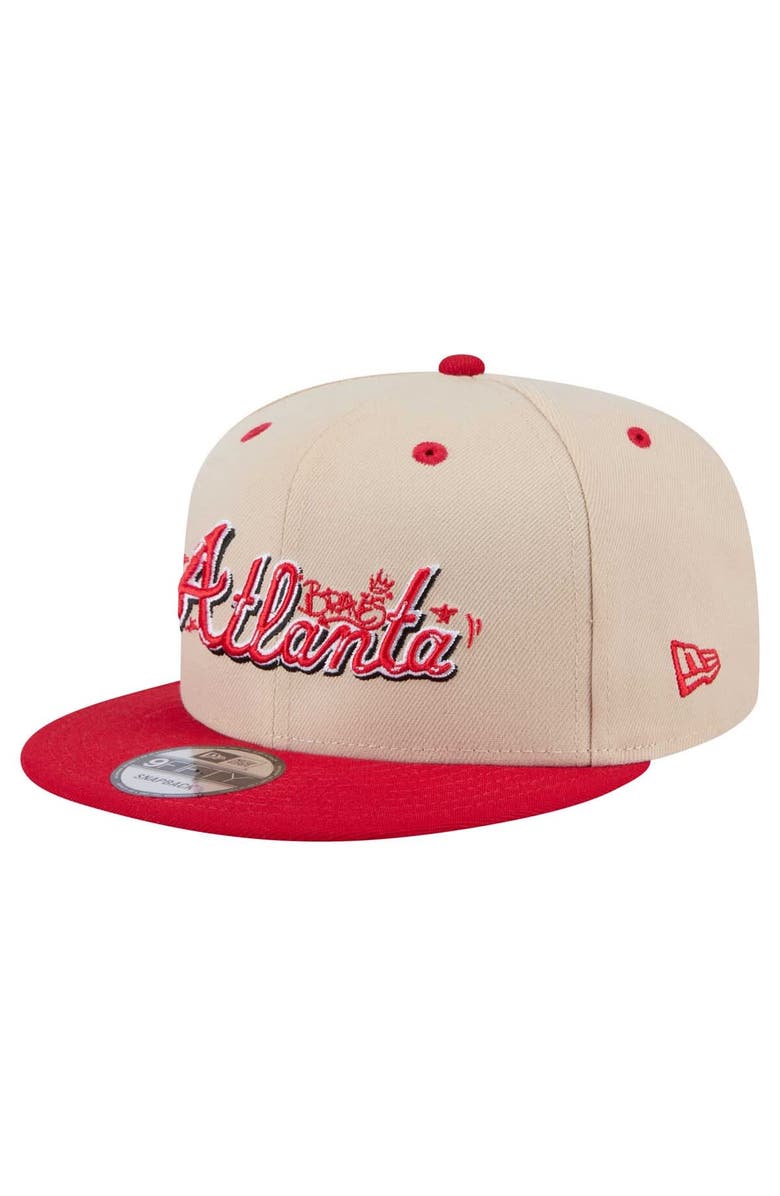 New Era Men's New Era  Cream/Red Atlanta Braves Team Art 9FIFTY Snapback Hat, Main, color, 