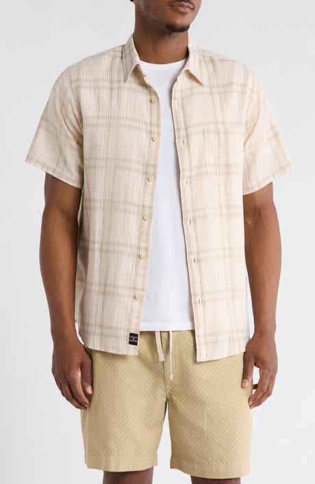 Lucky Brand San Gabriel Short Sleeve Cotton & Linen Button-Up Shirt