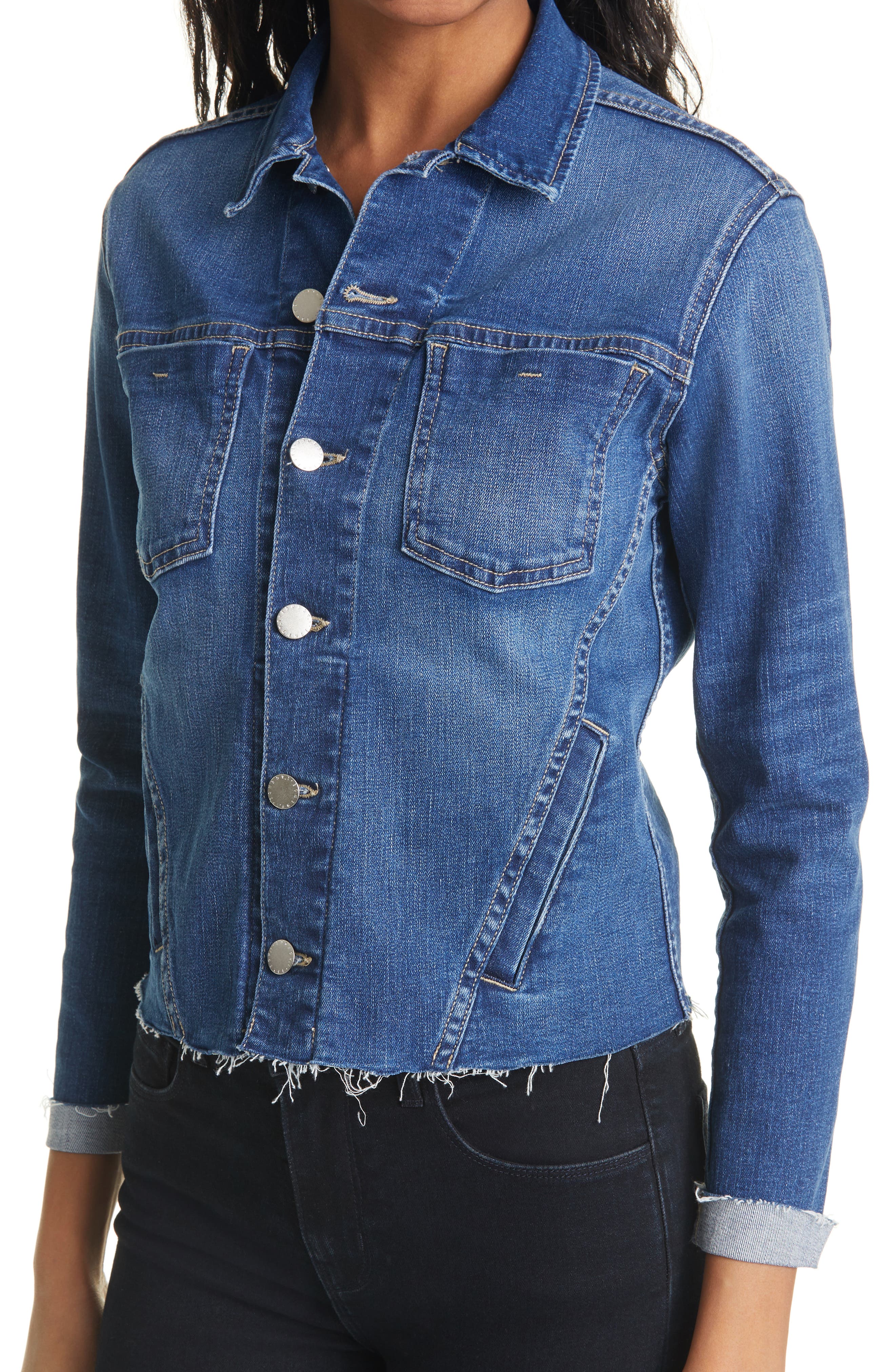 Женские L'AGENCE Janelle Raw Cut Slim Denim Jacket — фото 4