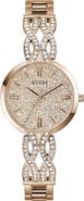 GUESS Coral Glitter & Crystal Rose Gold Bracelet Watch, 32mm