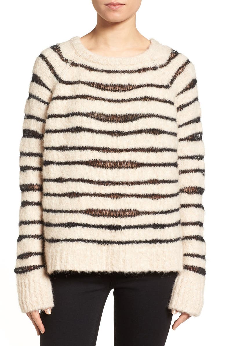 Zadig & Voltaire Kary Open Knit Stripe Sweater, Main, color,