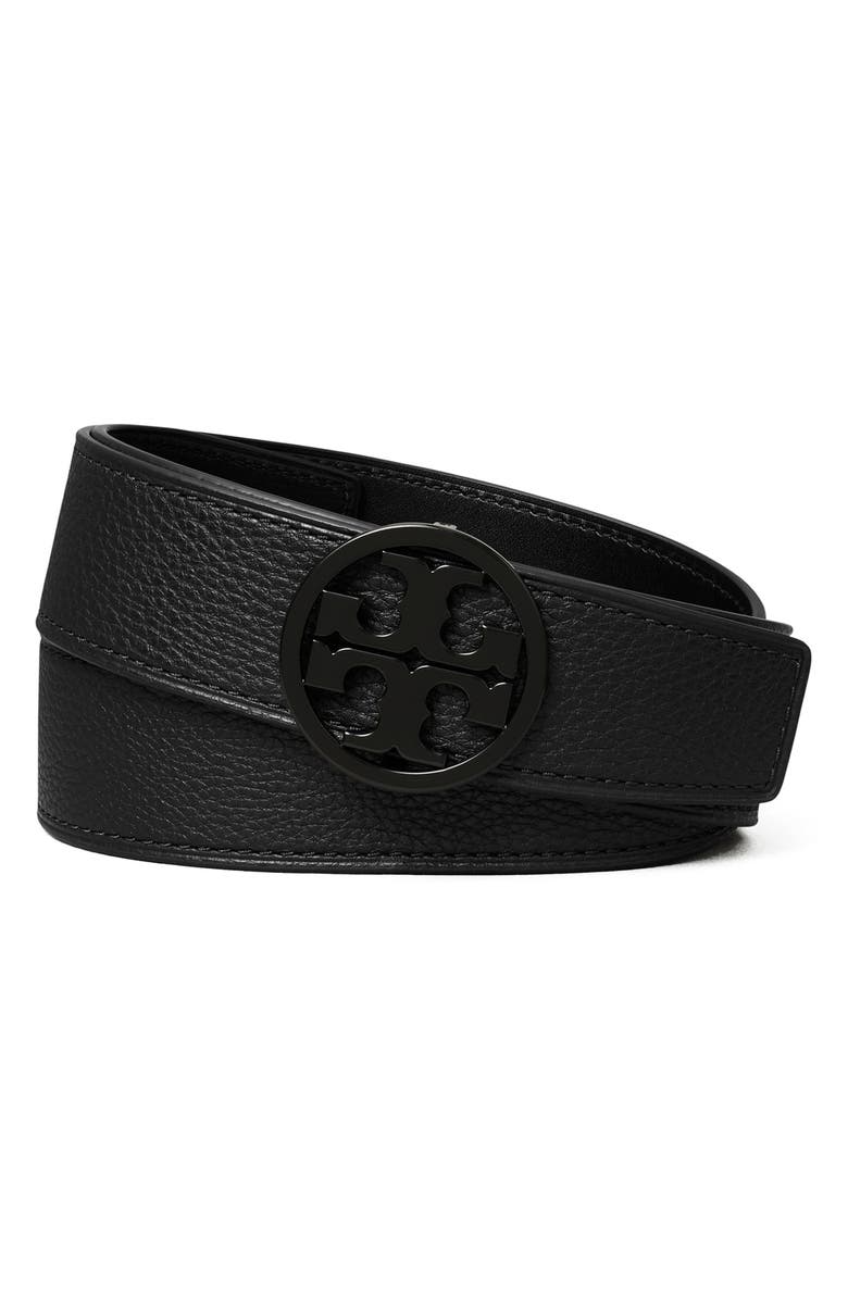 Tory Burch 1.5-Inch Miller Logo Leather Belt, Main, color, 