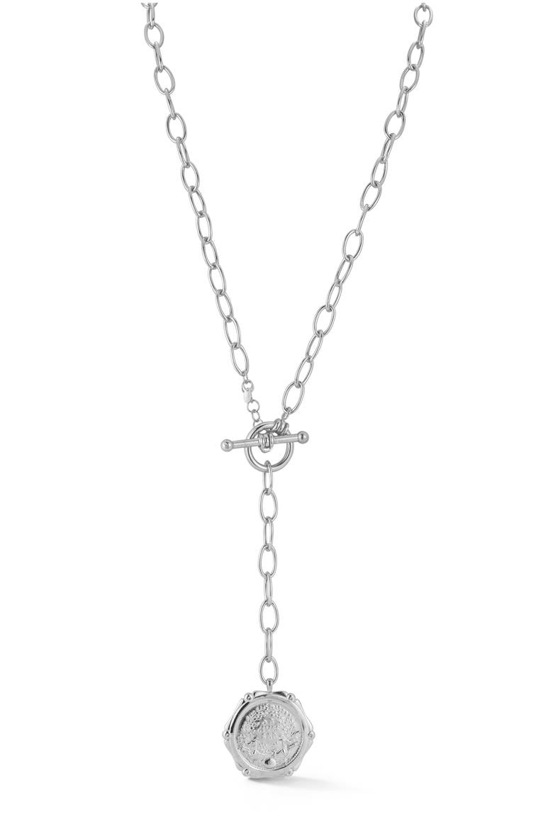 Coin Lariat Necklace, Alternate, color, SILVER
