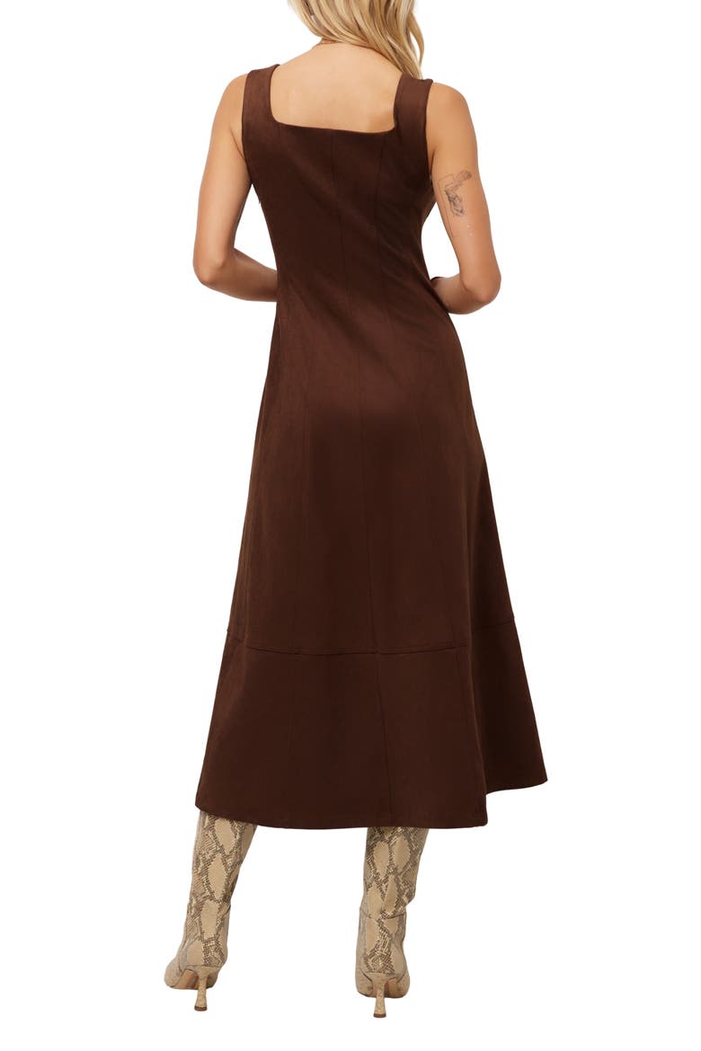 Madalyn Faux Suede Midi Dress, Alternate, color, WOOD