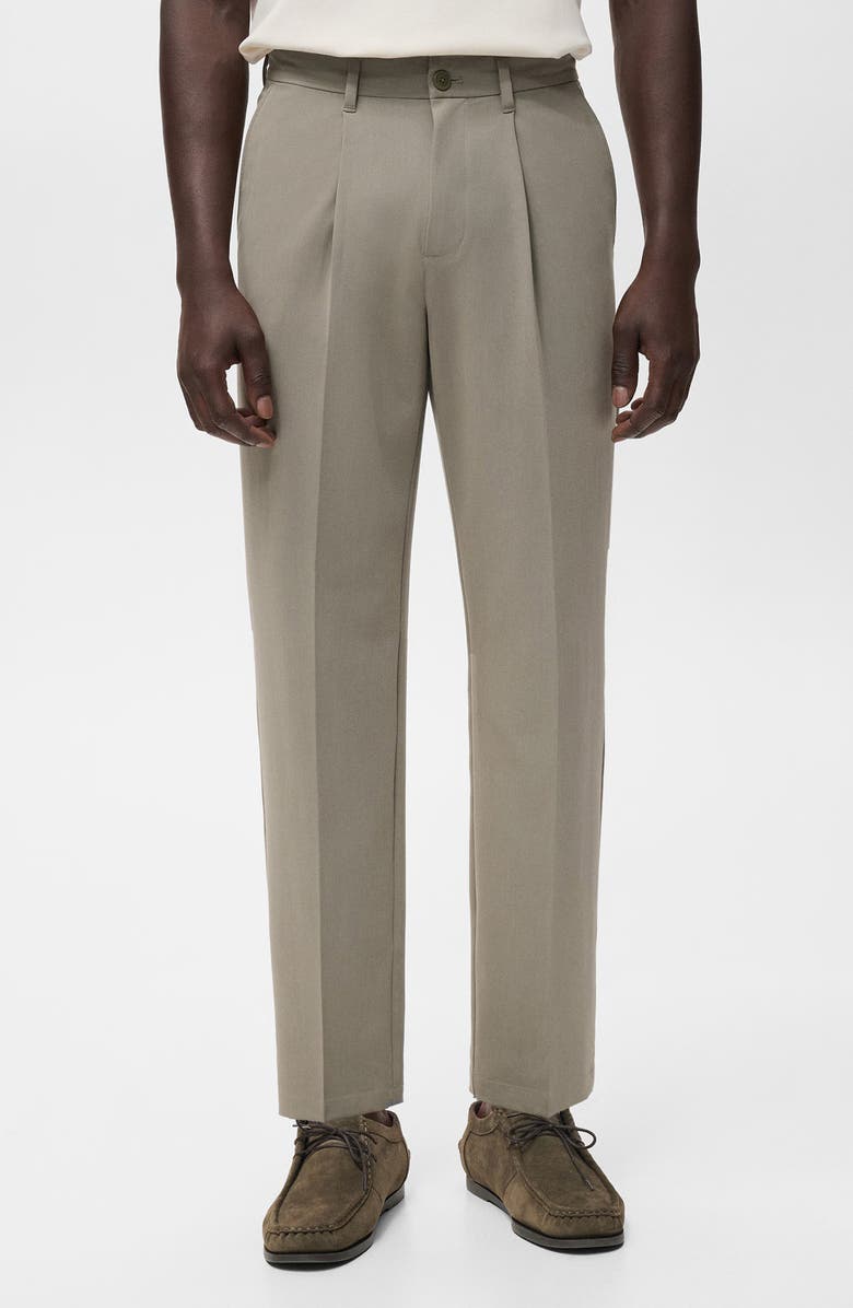 MANGO Pleated Fluid Straight Leg Pants, Main, color, Mink Grey