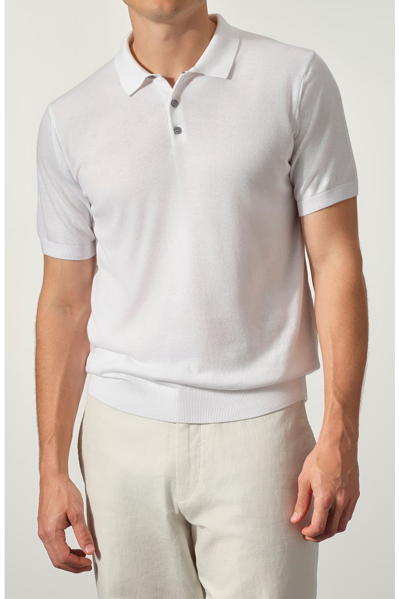 Cotton Blend Polo Sweater, Main, color, WHITE