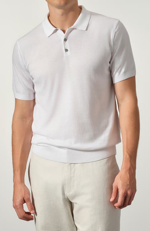 Cotton Blend Polo Sweater